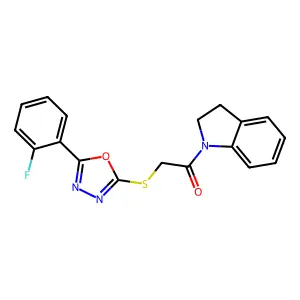 2-((5-(2-Fluorophenyl)-1,3,4-oxadiazol-2-yl)thio)-1-(indolin-1-yl)ethanone structure