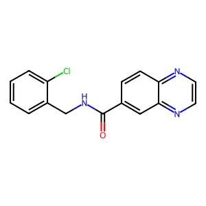 N-[(2-chlorophenyl)methyl]quinoxaline-6-carboxamide structure