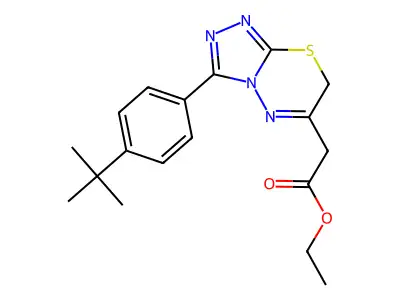 ethyl 2-[3-(4-tert-butylphenyl)-7H-[1,2,4]triazolo[3,4-b][1,3,4]thiadiazin-6-yl]acetate structure
