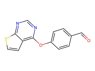 4-{Thieno[2,3-D]pyrimidin-4-yloxy}benzaldehyde structure