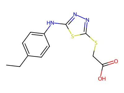 2-({5-[(4-Ethylphenyl)amino]-1,3,4-thiadiazol-2-yl}sulfanyl)acetic acid structure