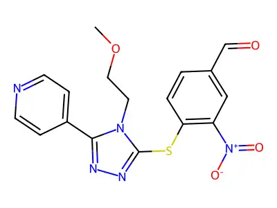 4-[[4-(2-methoxyethyl)-5-pyridin-4-yl-1,2,4-triazol-3-yl]sulfanyl]-3-nitrobenzaldehyde structure