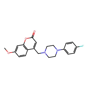 4-((4-(4-fluorophenyl)piperazin-1-yl)methyl)-7-methoxy-2H-chromen-2-one structure