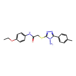 2-[4-amino-5-(4-methylphenyl)(1,2,4-triazol-3-ylthio)]-N-(4-ethoxyphenyl)aceta mide structure