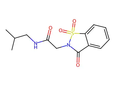 2-(1,1-dioxido-3-oxobenzo[d]isothiazol-2(3H)-yl)-N-isobutylacetamide structure
