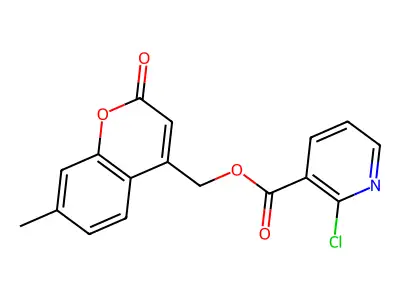 (7-methyl-2-oxo-2H-chromen-4-yl)methyl 2-chloropyridine-3-carboxylate structure