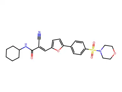 (E)-2-cyano-N-cyclohexyl-3-[5-(4-morpholin-4-ylsulfonylphenyl)furan-2-yl]prop-2-enamide structure