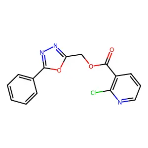 (5-Phenyl-1,3,4-oxadiazol-2-yl)methyl 2-chloropyridine-3-carboxylate structure