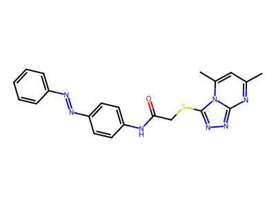 Acetamide, 2-[(5,7-dimethyl-1,2,4-triazolo[4,3-a]pyrimidin-3-yl)thio]-N-[4-(2-phenyldiazenyl)phenyl]- structure