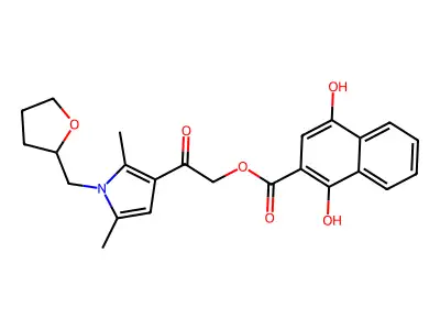 [2-[2,5-dimethyl-1-(oxolan-2-ylmethyl)pyrrol-3-yl]-2-oxoethyl] 1,4-dihydroxynaphthalene-2-carboxylate structure