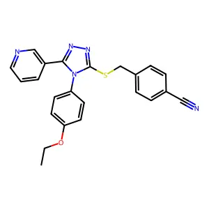 4-(((4-(4-Ethoxy-PH)-5-(3-pyridinyl)-4H-1,2,4-triazol-3-YL)thio)ME)benzonitrile structure