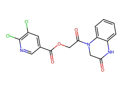 [2-oxo-2-(3-oxo-2,4-dihydroquinoxalin-1-yl)ethyl] 5,6-dichloropyridine-3-carboxylate structure