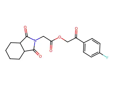 [2-(4-fluorophenyl)-2-oxoethyl] 2-(1,3-dioxo-3a,4,5,6,7,7a-hexahydroisoindol-2-yl)acetate structure