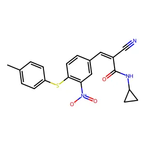 (Z)-2-cyano-N-cyclopropyl-3-[4-(4-methylphenyl)sulfanyl-3-nitrophenyl]prop-2-enamide structure