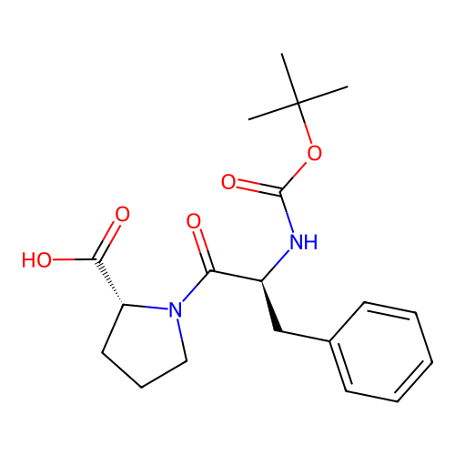 (tert-Butoxycarbonyl)-L-phenylalanyl-D-proline structure