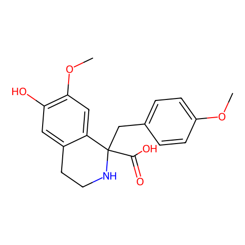 6-hydroxy-7-methoxy-1-(4-methoxy-benzyl)-1,2,3,4-tetrahydro-isoquinoline-1-carboxylic acid structure