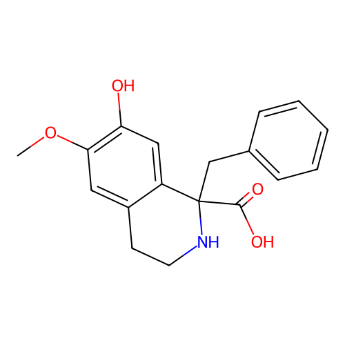1-benzyl-7-hydroxy-6-methoxy-3,4-dihydro-2H-isoquinoline-1-carboxylic acid structure