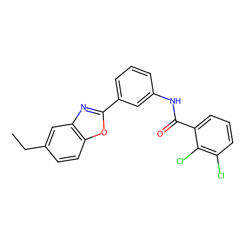 2,3-dichloro-N-[3-(5-ethyl-1,3-benzoxazol-2-yl)phenyl]benzamide structure