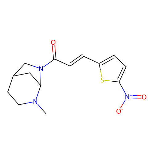 3,8-Diazabicyclo(3.2.1)octane, 3-methyl-8-((2'-nitrothien-5'-yl)vinyl)carbonyl- structure