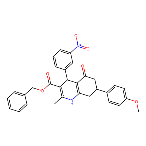 benzyl 7-(4-methoxyphenyl)-2-methyl-4-(3-nitrophenyl)-5-oxo-1,4,5,6,7,8-hexahydroquinoline-3-carboxylate structure