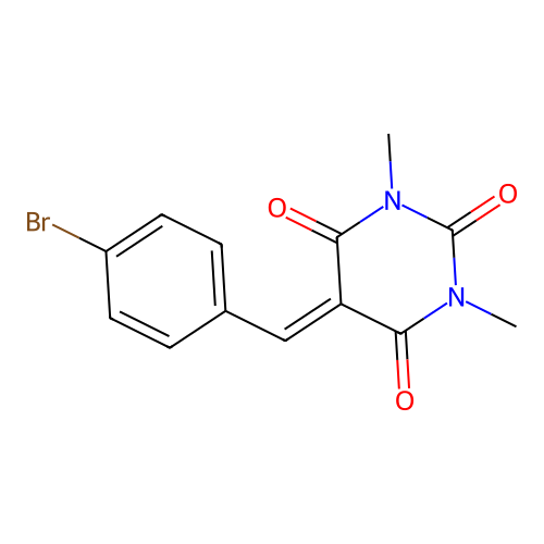 5-(4-bromobenzylidene)-1,3-dimethylpyrimidine-2,4,6(1H,3H,5H)-trione structure