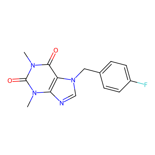 7-(4-fluorobenzyl)-1,3-dimethyl-3,7-dihydro-1H-purine-2,6-dione structure