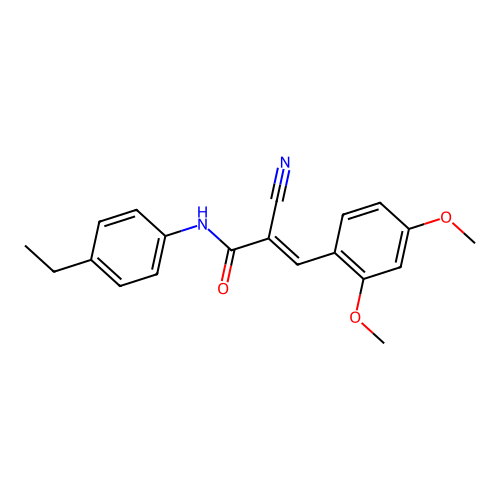 (2E)-2-cyano-3-(2,4-dimethoxyphenyl)-N-(4-ethylphenyl)acrylamide structure