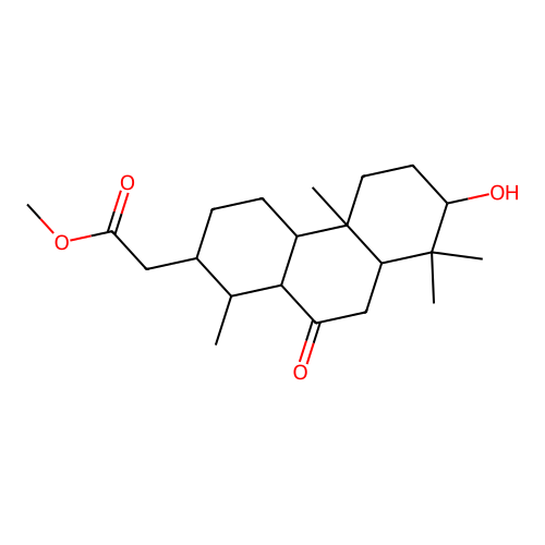 Methyl (3-hydroxy-14-methyl-7-oxopodocarpan-13-yl)acetate structure