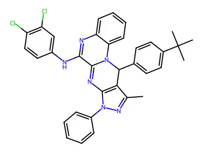 11-(4-tert-butylphenyl)-N-(3,4-dichlorophenyl)-10-methyl-8-phenyl-8,11-dihydropyrazolo[3',4':4,5]pyrimido[1,2-a]quinoxalin-6-amine structure