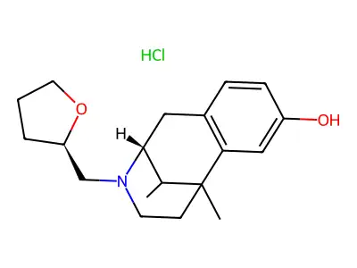 2,6-Methano-3-benzazocin-8-ol, 1,2,3,4,5,6-hexahydro-6,11-dimethyl-3-((tetrahydro-2-furanyl)methyl)-, hydrochloride, (+-)-(2R/S,6R/S,11R/S,2'R/S)- structure