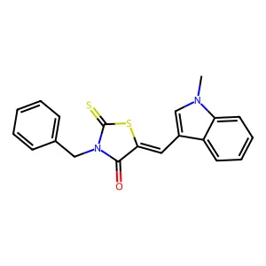 3-benzyl-5-[(1-methyl-1H-indol-3-yl)methylene]-2-thioxo-1,3-thiazolidin-4-one structure