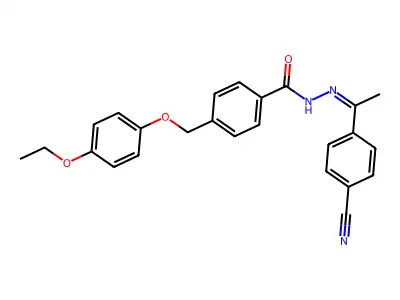 N-[1-(4-cyanophenyl)ethylideneamino]-4-[(4-ethoxyphenoxy)methyl]benzamide structure