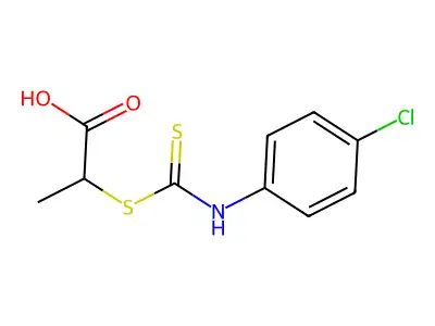 Propanoicacid, 2-[[[(4-chlorophenyl)amino]thioxomethyl]thio]- structure