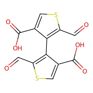 4-(4-Carboxy-2-formylthiophen-3-yl)-5-formylthiophene-3-carboxylic acid structure