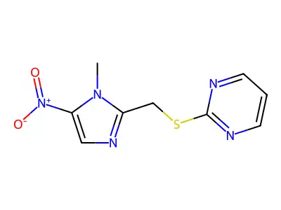 Pyrimidine, 2-((1-methyl-5-nitro-2-imidazolylmethyl)thio)- structure