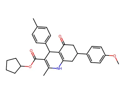 cyclopentyl 7-(4-methoxyphenyl)-2-methyl-4-(4-methylphenyl)-5-oxo-1,4,5,6,7,8-hexahydroquinoline-3-carboxylate structure