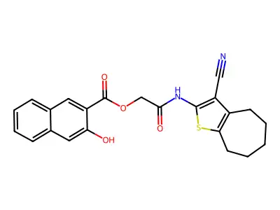 [2-[(3-cyano-5,6,7,8-tetrahydro-4H-cyclohepta[b]thiophen-2-yl)amino]-2-oxoethyl] 3-hydroxynaphthalene-2-carboxylate structure