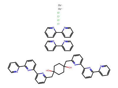 Osmium(2+), bis(2,2'-bipyridine-N,N')(mu-(1,4-bis((2,2':6',2''-terpyridin)-6-ylmethyl)-1,4-cyclohexanediol-N(sup 1),N(sup 1'),N(sup 1''):N(sup 4),N(sup 4'),N(sup 4''))-dichlorodi-, dichloride structure