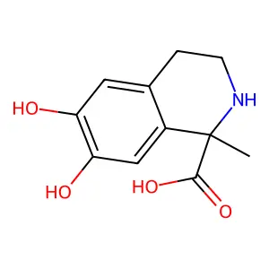 1,2,3,4-Tetrahydro-6,7-dihydroxy-1-methyl-1-isoquinolinecarboxylic acid structure