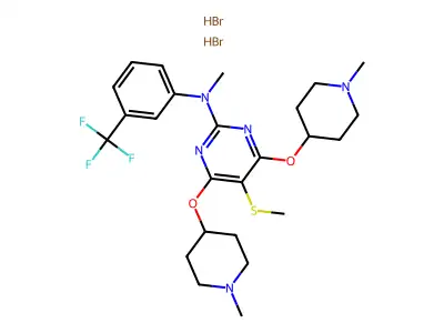 C25H34F3N5O2S.2BrH.1/2H2O structure