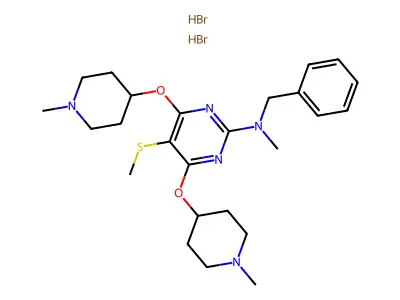 2-Pyrimidinamine, 4.6-bis(1-methyl-4-piperidinyl)oxy)-N-methyl-5-(methylthio)-N-(phenylmethyl)-, dihydrobromide structure