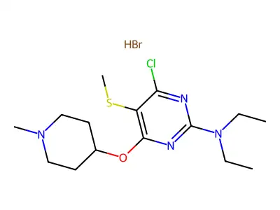 2-Pyrimidinamine, 4-chloro-N,N-diethyl-6-((1-methyl-4-piperidinyl)oxy)-5-(methylthio)-, monohydrobromide structure