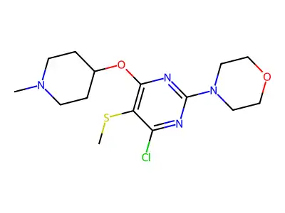 Morpholine, 4-(4-chloro-6-((1-methyl-4-piperidinyl)oxy)-5-(methylthio)-2-pyrimidinyl)- structure