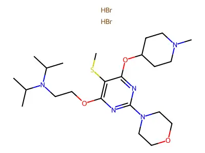 2-Propanamine, N-(1-methylethyl)-N-(2-((6-((1-methyl-4-piperidinyl)oxy)-5-(methylthio)-2-(4-morpholinyl)-4-pyrimidinyl)oxy)ethyl)-, hydrobromide, hydrate (1:2:2) structure