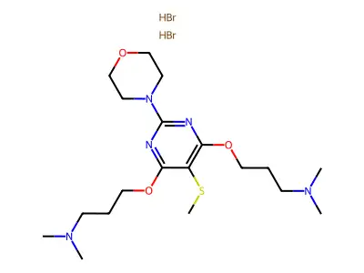 1-Propanamine, 3,3'-((5-(methylthio)-2-(4-morpholinyl)-4,6-pyrimidinediyl)bis(oxy))bis(N,N-dimethyl-, dihydrobromide structure