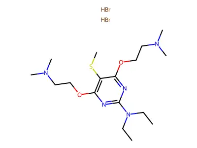 2-Pyrimidinamine, 4,6-bis(2-(dimethylamino)ethoxy)-N,N-diethyl-5-(methylthio)-, dihydrobromide structure