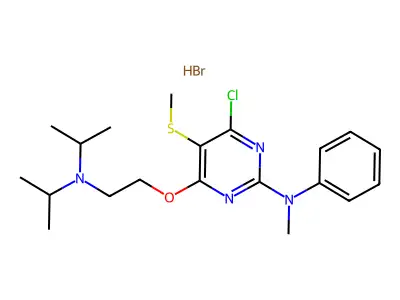 2-Pyrimidinamine, 4-(2-(bis(1-methylethyl)amino)ethoxy)-6-chloro-N-methyl-5-(methylthio)-N-phenyl-, monohydrobromide structure