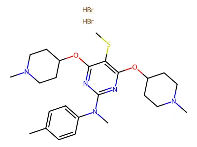2-Pyrimidinamine, 4,6-bis((1-methyl-4-piperidinyl)oxy)-N-methyl-N-(4-methylphenyl)-5-(methylthio)-, hydrobromide, hydrate (1:2:2) structure