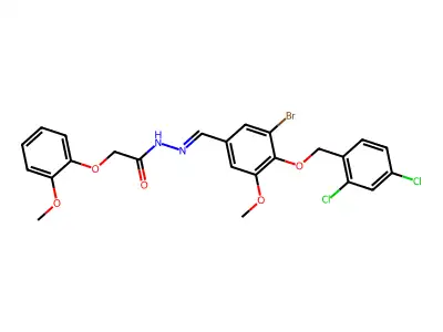 N'-({3-Bromo-4-[(2,4-dichlorophenyl)methoxy]-5-methoxyphenyl}methylidene)-2-(2-methoxyphenoxy)acetohydrazide structure