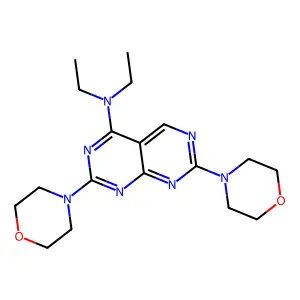 N,N-diethyl-2,7-dimorpholin-4-ylpyrimido[4,5-d]pyrimidin-4-amine structure